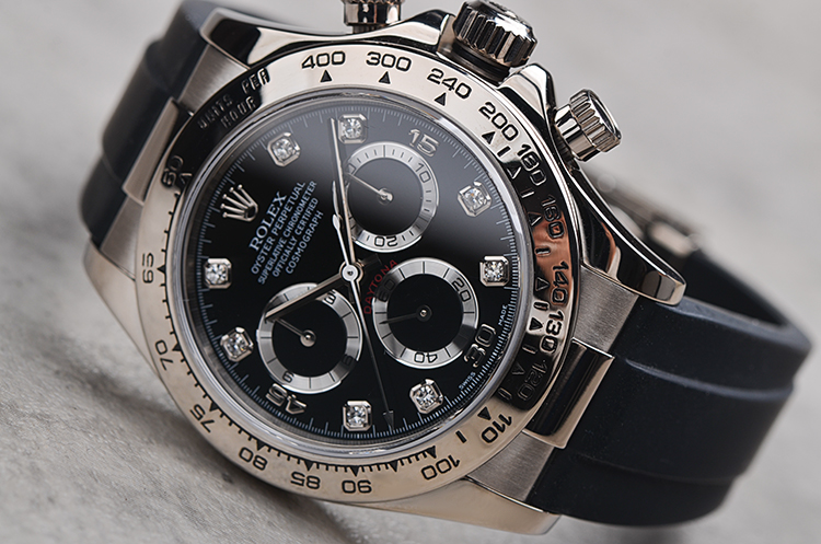 已售出【98新】劳力士迪通拿白金黑盘刻度钻计时自动折叠扣男表116519