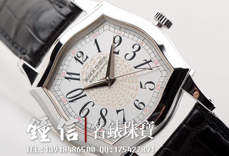 已售出【97新】罗杰杜彼盾型白金大三针自动机械皮带女表