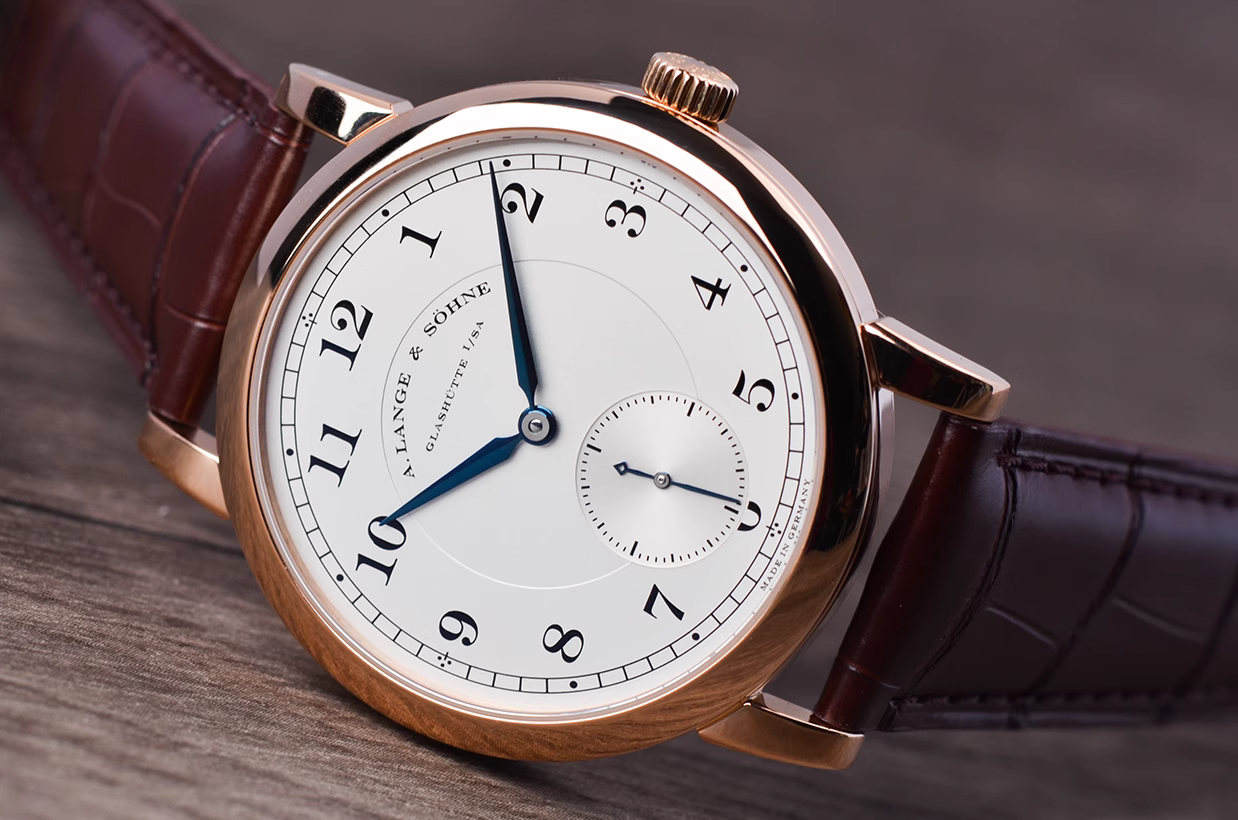 已售出【98新】朗格1815纪念系列玫瑰金小三针手上链皮带男表233.032