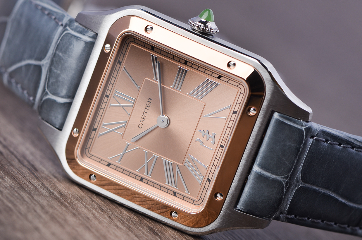 已售出【未使用品】卡地亚山度士玫瑰金及钢限量版手上链男表W2SA0027