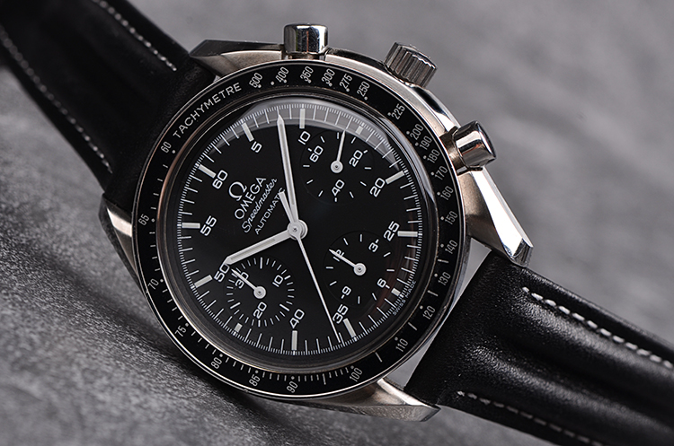 已售出【98新】欧米茄超霸39MM黑盘计时自动机械皮带男表3510.50.00