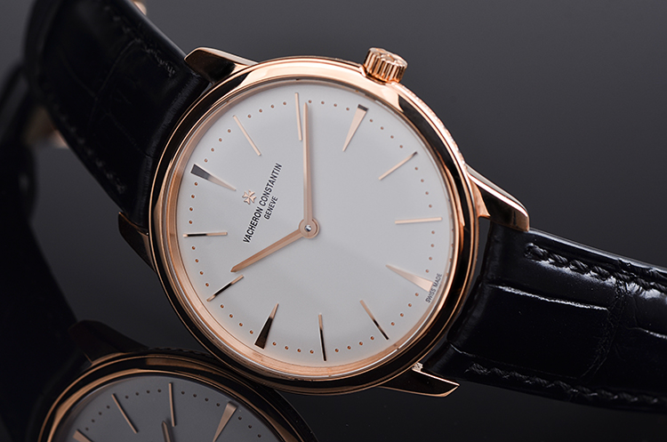 已售出【98新】江诗丹顿传承玫瑰金镶钻超薄手上链腕表81530/000R-9682