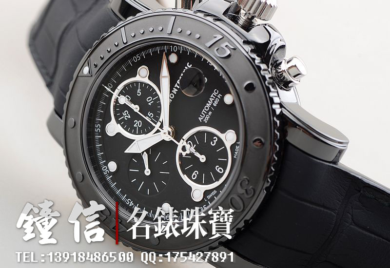 万宝龙DLC黑钢计时日历自动机械皮带男表104279