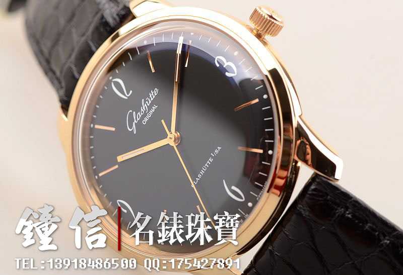 格拉苏蒂玫瑰金60年代参议员自动男表39-52-02-01-04