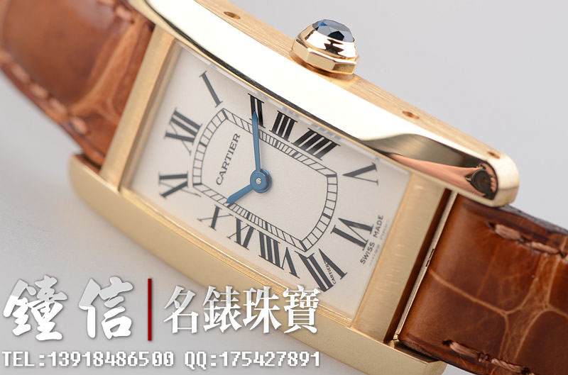 已售出【96新】卡地亚美国坦克黄金石英皮带女表W2601556