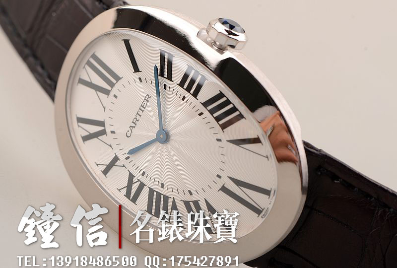 已售出【97新】卡地亚白金浴缸最大号手上链雕花机芯皮带女表W8000001