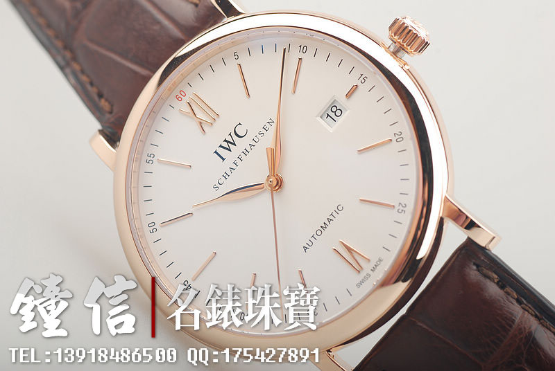 万国波涛菲诺玫瑰金大三针日历IW356504