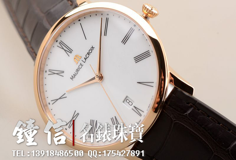 艾美典雅系列玫瑰金大三针自动男表LC6007-PG101-110