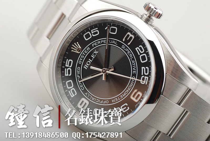 劳力士黑盘同心圆纹大三针116000