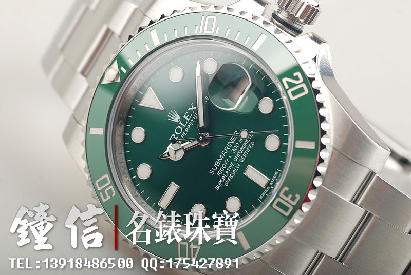 劳力士铂金陶瓷圈绿水鬼116610LV