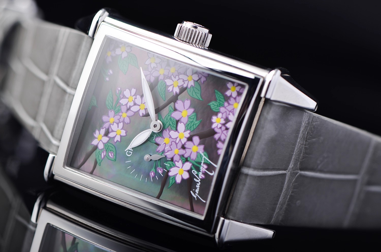 已售出【98新】芝柏VINTAGE 1945限量贝母面花卉表盘自动皮带男表25830