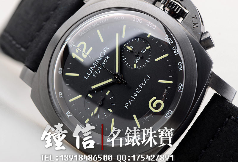 已售出【98新】沛纳海PAM00383特别限量70只DLC黑钢计时皮带男表