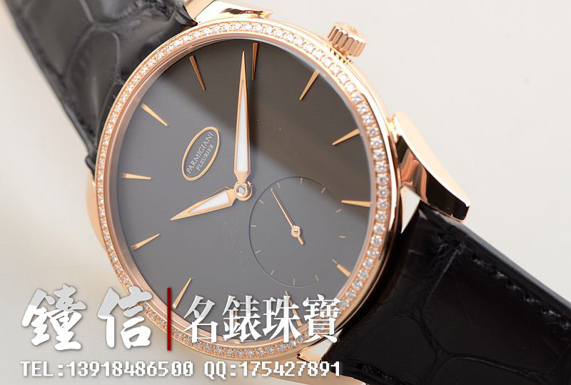 帕玛强尼玫瑰金镶钻小三针皮带女表PFC267-1060300