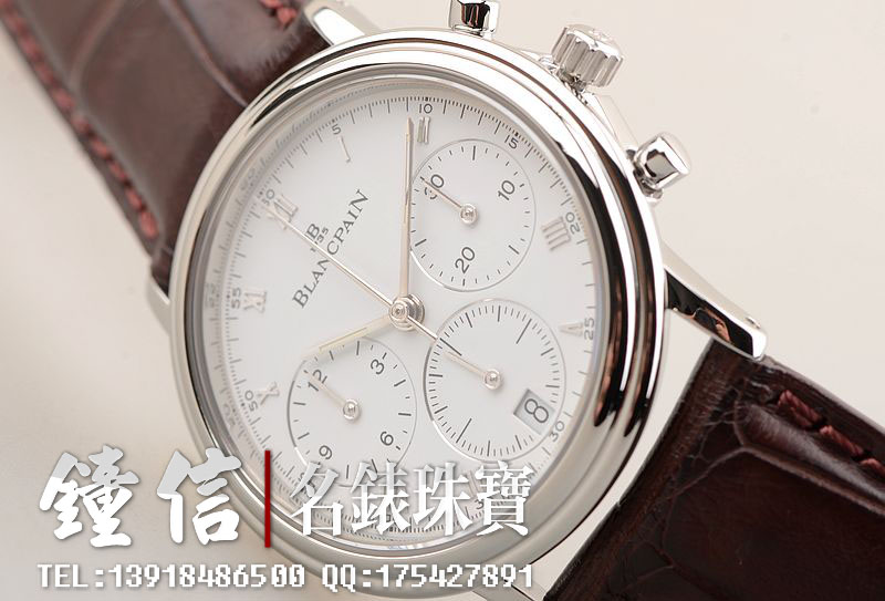 已售出【96新】宝珀Villeret白盘计时日历34MM自动机械皮带女表