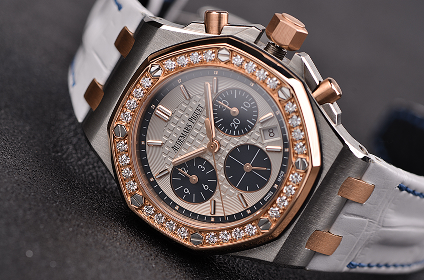 【97新】爱彼皇家橡树玫瑰金及钢镶钻女表26234SR.ZZ.D202CR.01