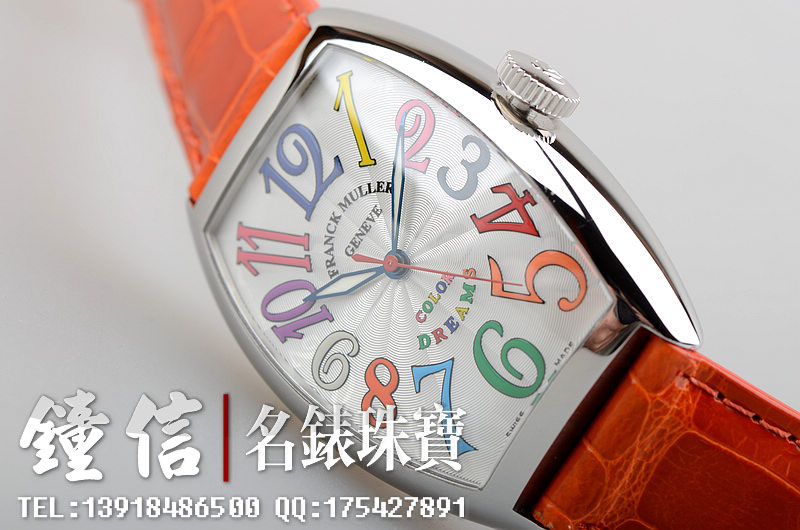 已售出【98新】法兰克穆勒Color Dreams白面彩字盘自动机械皮带女表5850 SC