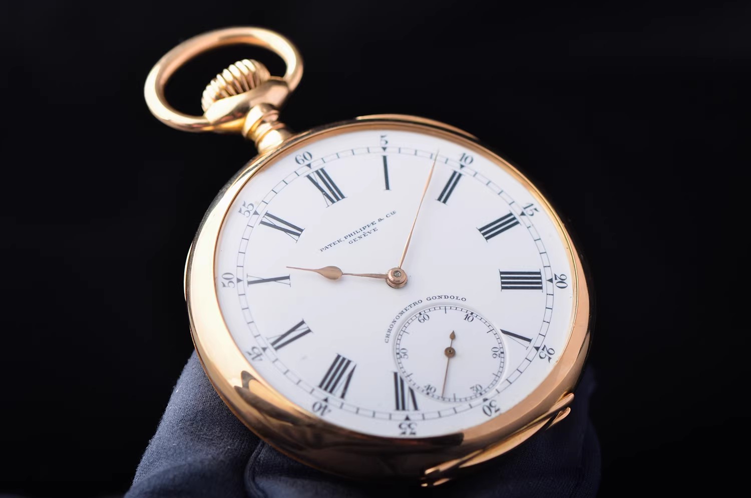 已售出【中古美品】百达翡丽黄金珐琅盘小三针56MM手上链怀表