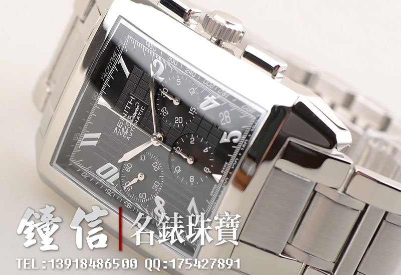 已售出【97新】真力时Port Royal Grande El Primero方形自动计时男表03.0550.400.22.M550