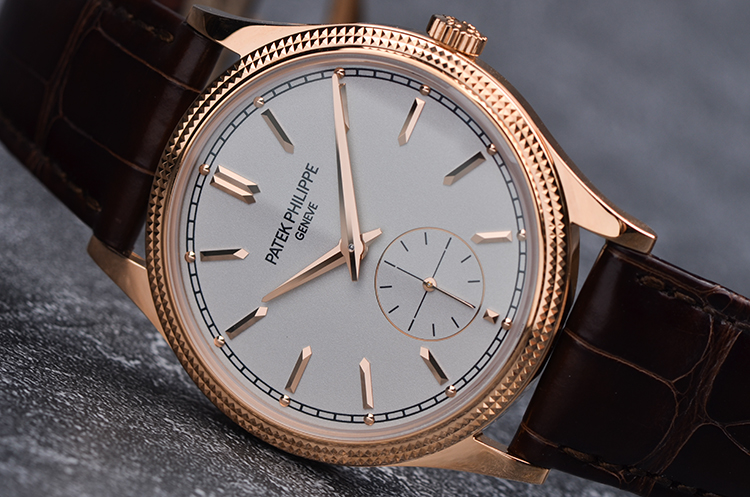 已售出【98新】百达翡丽卡拉卓华新款玫瑰金小三针手上链男表6119R-001