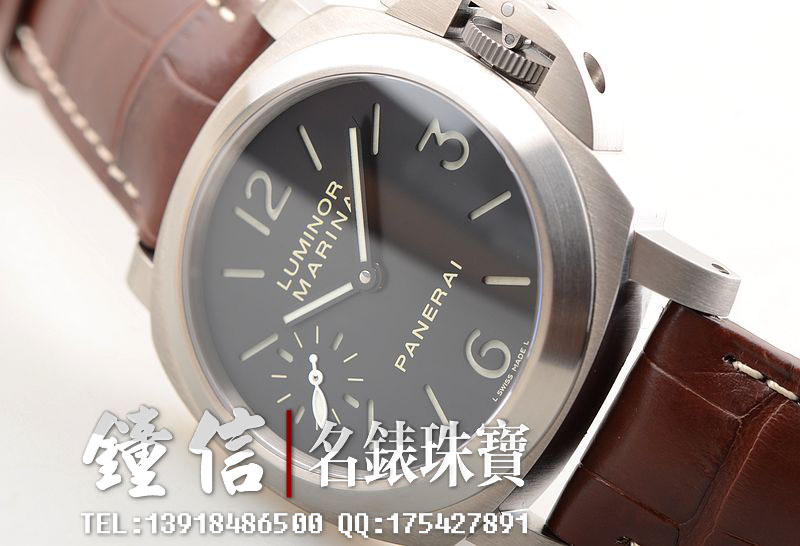 沛纳海PAM00177钛金属小三针手上链皮带男表