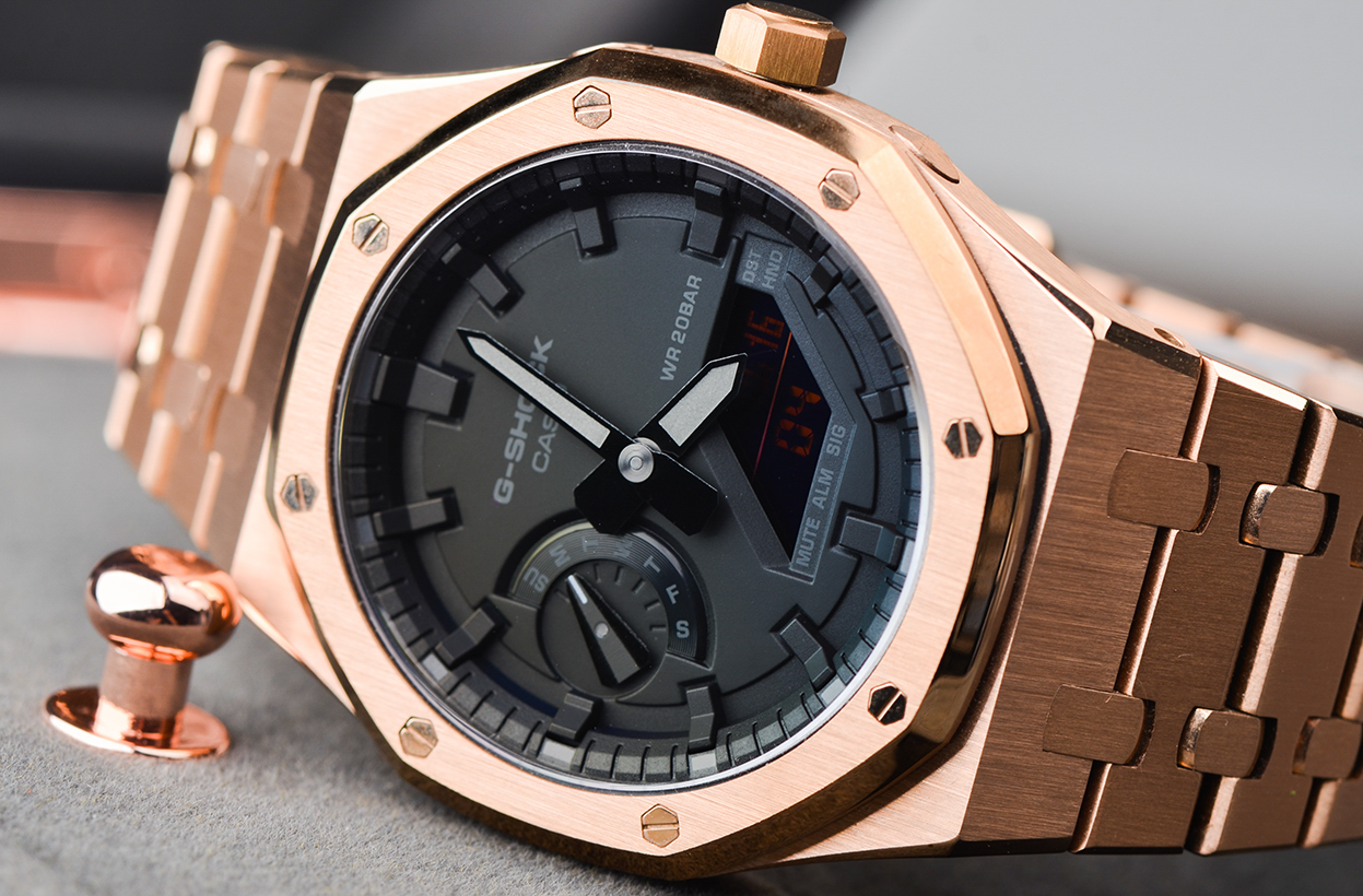 已售出【98新】DTSFAO农家橡树限量版镀玫瑰金钢带腕表GA-2100