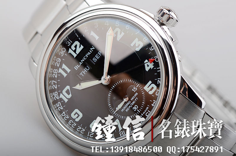 已售出【97新】宝珀莱芒湖全历月相四日链自动机械钢带男表2763-1130MA-71