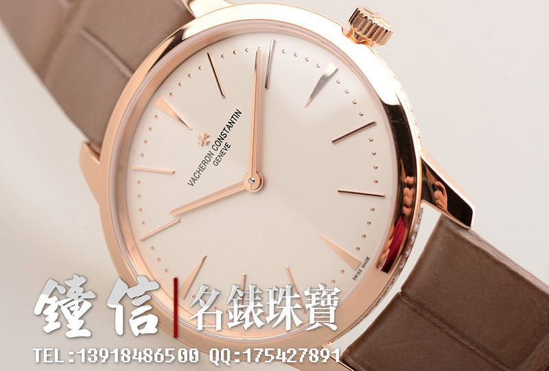 江诗丹顿传承玫瑰金镶钻手上链女表81530/000R-9682