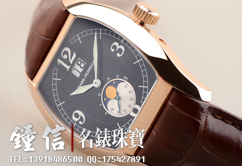 芝柏RICHEVILLE玫瑰金酒桶型自动月相大日历男表27600-52-681-BA6A