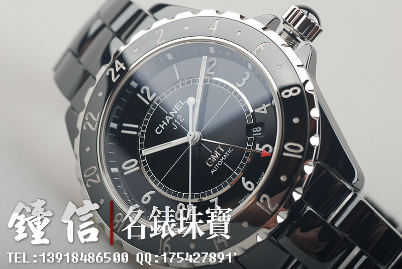 CHANEL香奈儿J12黑陶瓷GMT两地时H2012