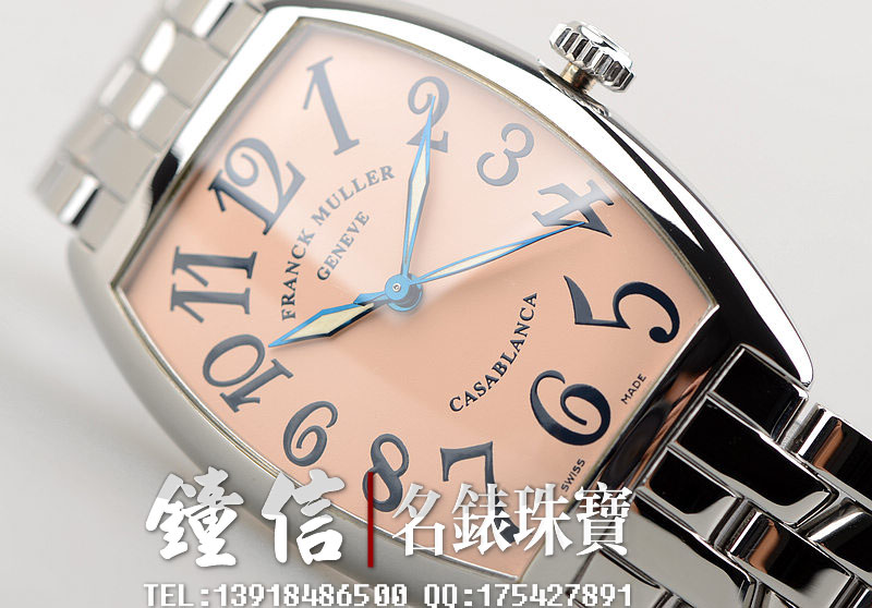 已售出【96新】法兰克穆勒Casablanca系列粉色盘阿拉伯数字刻度钢带自动机械女表
