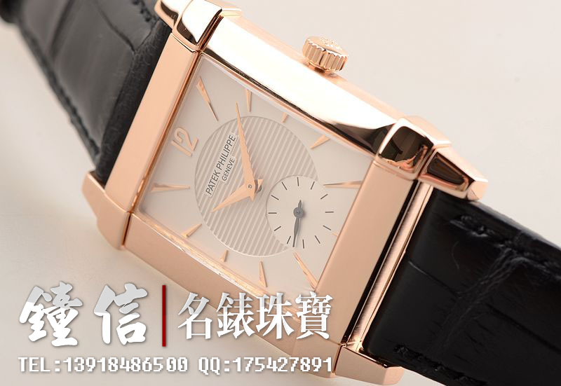 已售出【97新】百达翡丽Gondolo玫瑰金小三针手上链皮带男表5111R