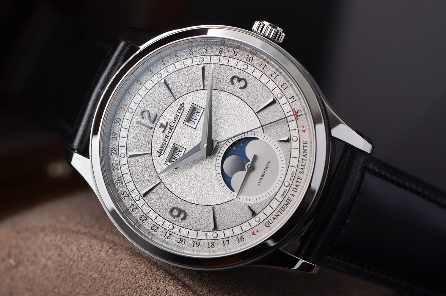 【98新】积家大师限量全历月相自动折叠扣皮带男表Q4148450盒证齐