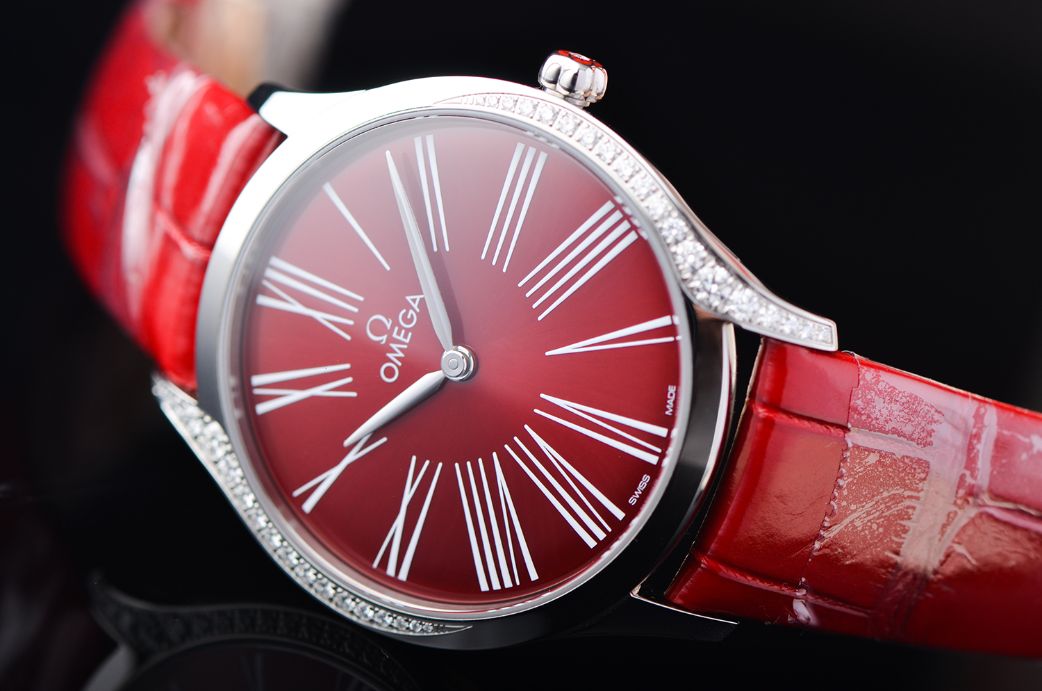 【国行全新】欧米茄碟飞精钢镶钻石英女表428.18.36.60.11.002