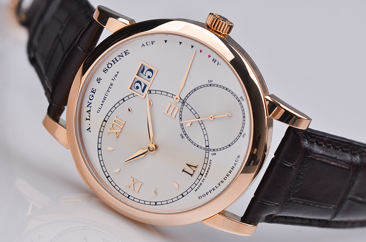 已售出【98新】朗格一号大号玫瑰金偏心大日历动显手上链男表115.032