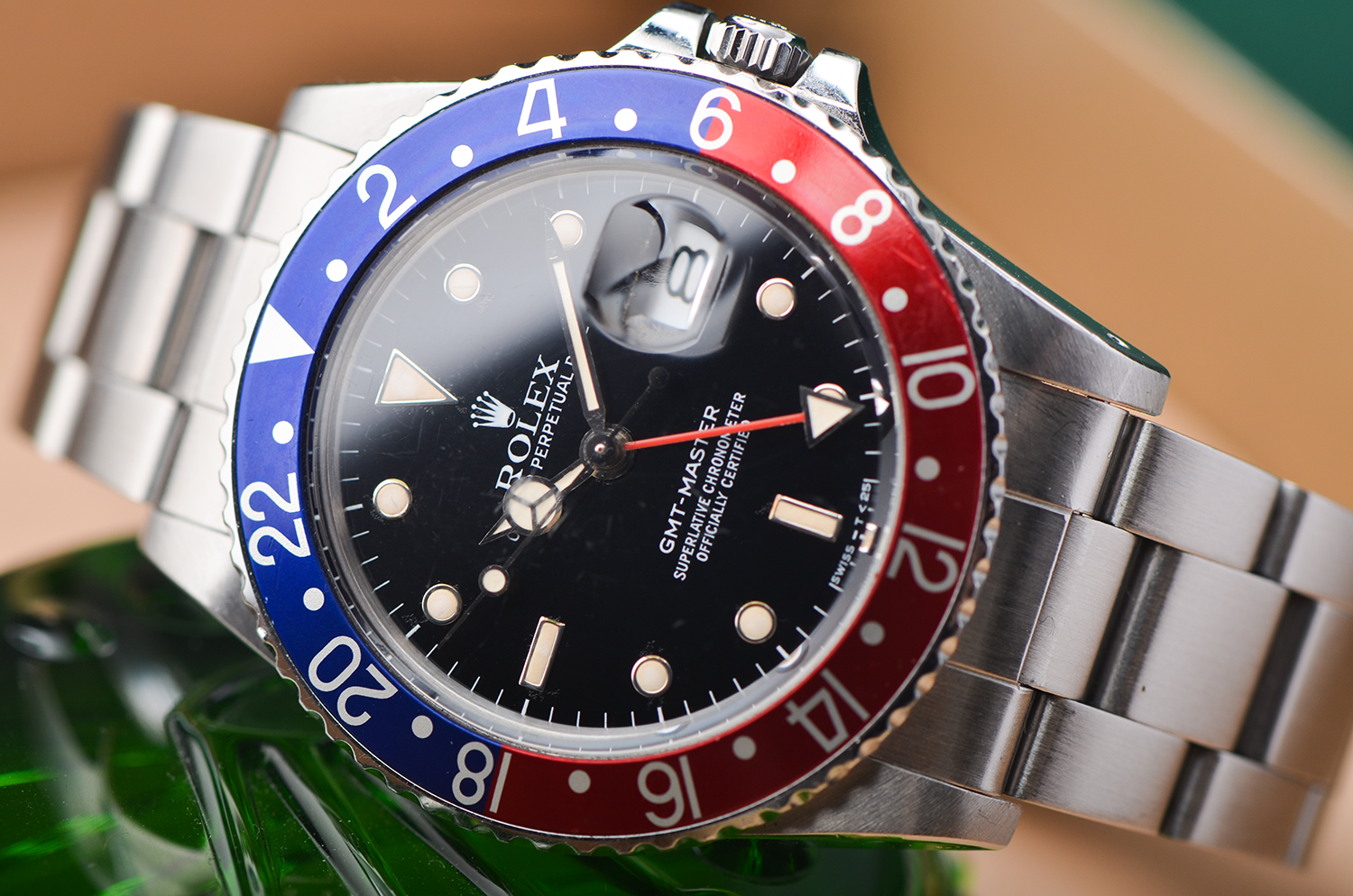 【中古美品】劳力士Rolex GMT Master百事圈自动钢带男表16750