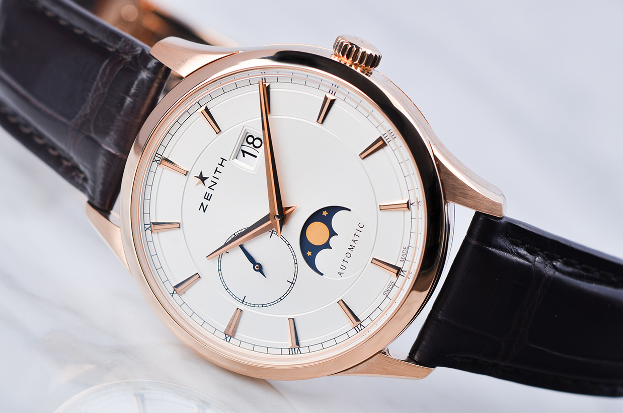 已售出【98新】真力时玫瑰金大日历月相自动男表18.2143.691/01.C498