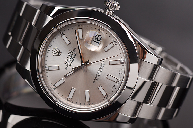 已售出【98新】劳力士日志型银盘大三针日历自动机械钢带男表116300全套