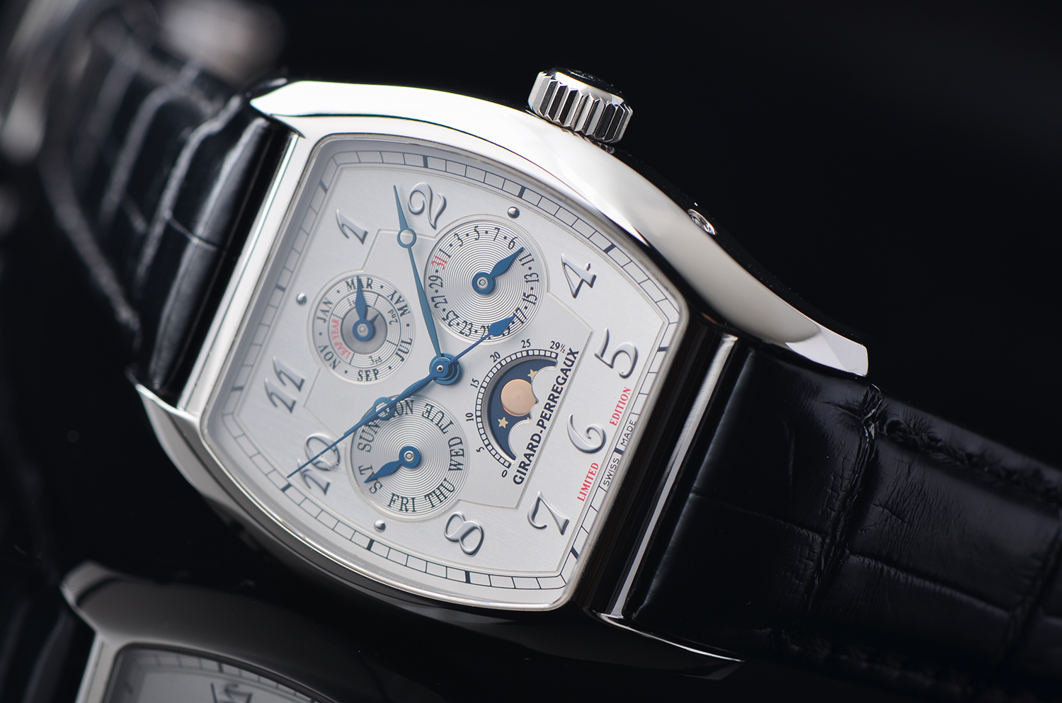 【98新】芝柏酒桶型万年历月相折叠扣皮带自动男表REF.27220