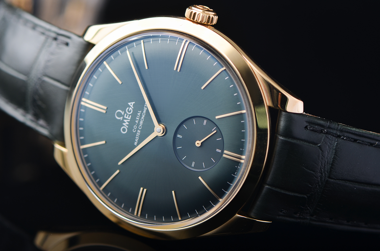 【国行全新】欧米茄碟飞黄金绿盘手上链男表435.53.40.21.10.001