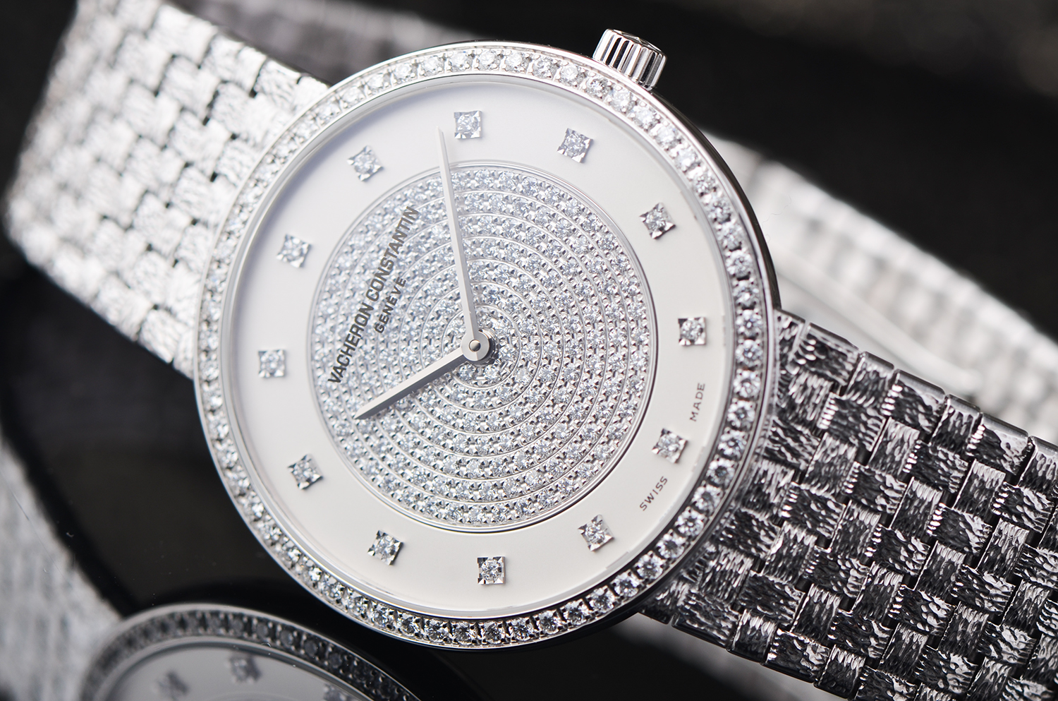 【98新】江诗丹顿传承系列全白金镶钻手上链女表81562/206G-9156