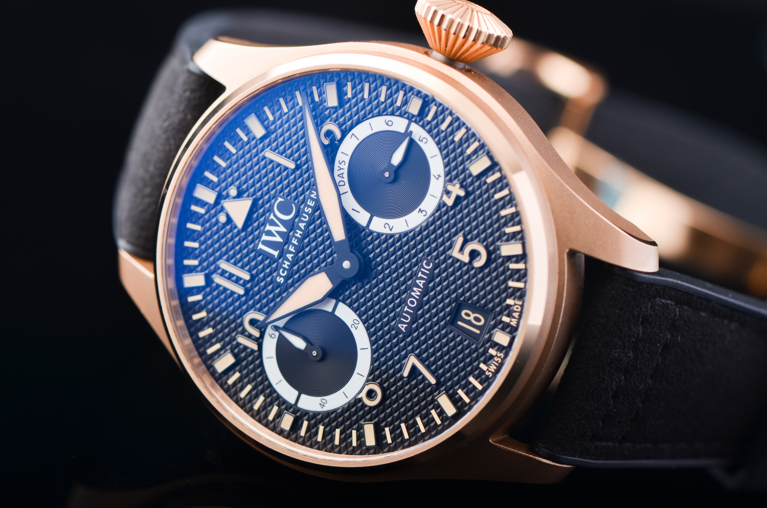 【98新】万国大飞AMG63特别版玫瑰金动显7日链自动男表IW501201