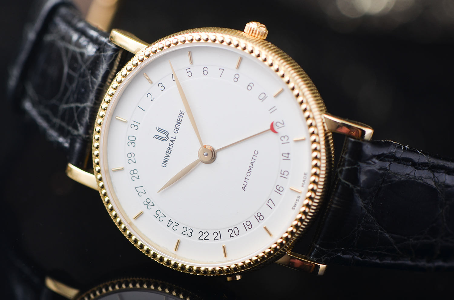 【98新】宇宙黄金指针日历33MM自动皮带腕表151.11.664