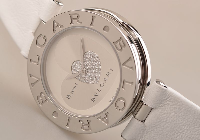 已售出【97新】宝格丽B-ZERO1精钢心形钻面折叠扣皮带石英女表BZ35S