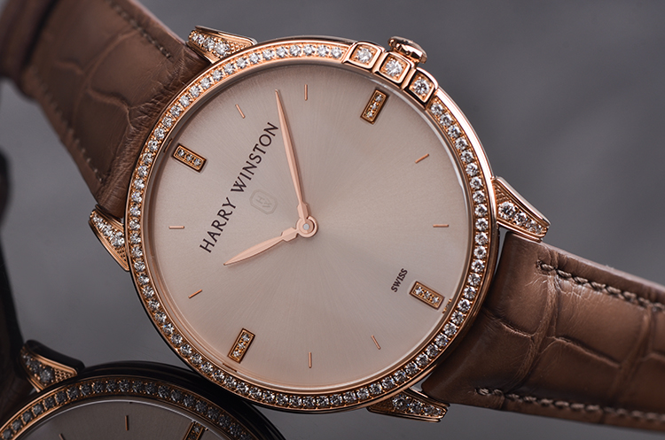 【98新】Harry Winston midnight玫瑰金镶钻石英女表450/UQ39R