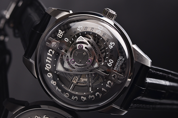 已售出【未使用品】贝伦斯转子系列镂空面盘自动皮带男表BHR022盒证齐