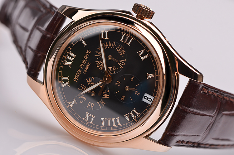 已售出【98新】百达翡丽复杂功能时计玫瑰金年历自动皮带男表5035R-023