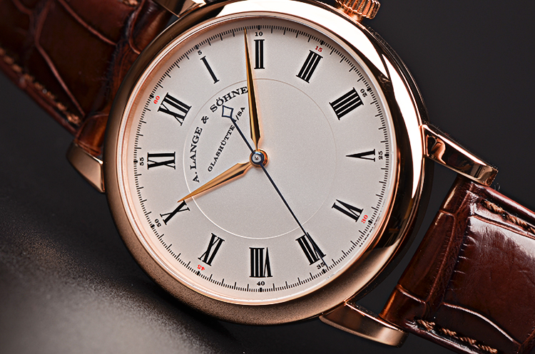 已售出【97新】朗格理查德玫瑰金大三针手上链皮带男表232.032