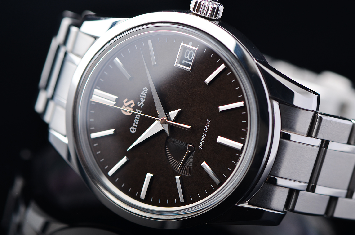 【98新】精工GS浮世绘限量之山下白雨动显日历钢带男表SBGA455G