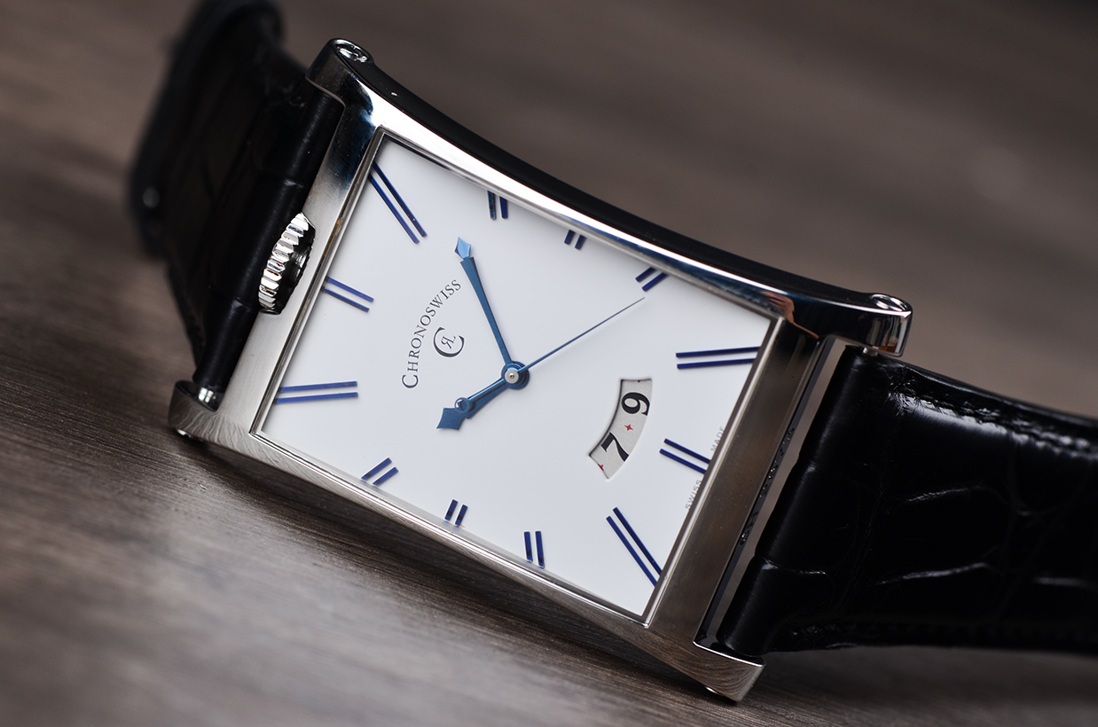 已售出【98新】瑞宝TIMEMASTER系列大号枕型大三针日历自动男表CH 2873