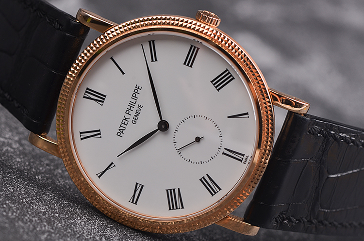 已售出【98新】百达翡丽卡拉卓华玫瑰金小三针珐琅盘男表5116R-001有纸